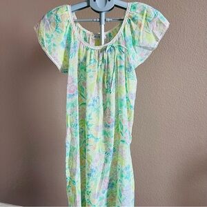 Vintage Miss Elaine Floral Nightgown – Sheer Cotton Gauze – Pastel Flowers S-M